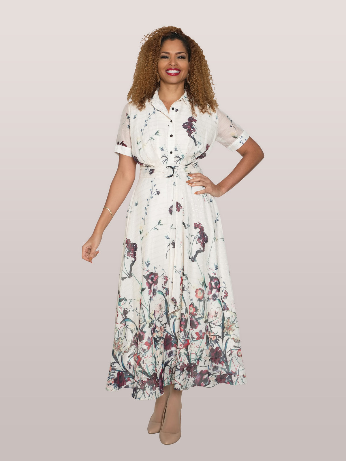 Fine Chiffon Dress w/ Removeable Buckle Belt