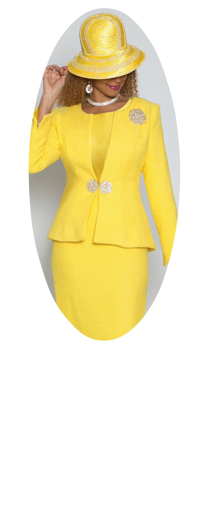 Lily & Taylor 5160 3-Piece Fine Chenille Skirt Suit w/ Rhinestone Closure & Brooch