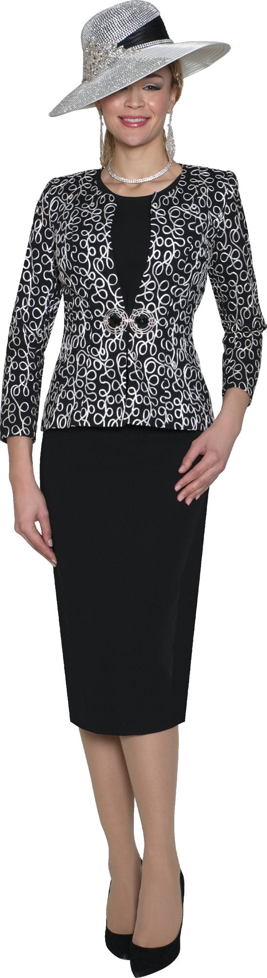 Lily & Taylor 5177 3-Piece Upscale Novelty Skirt Suit w/ Couture Closure & Brooch