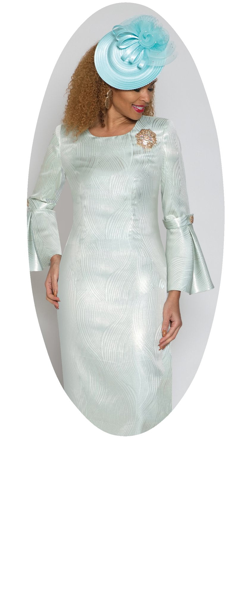 Lily & Taylor 5179 Fine Jacquard Dress w/ Rhinestone Brooch