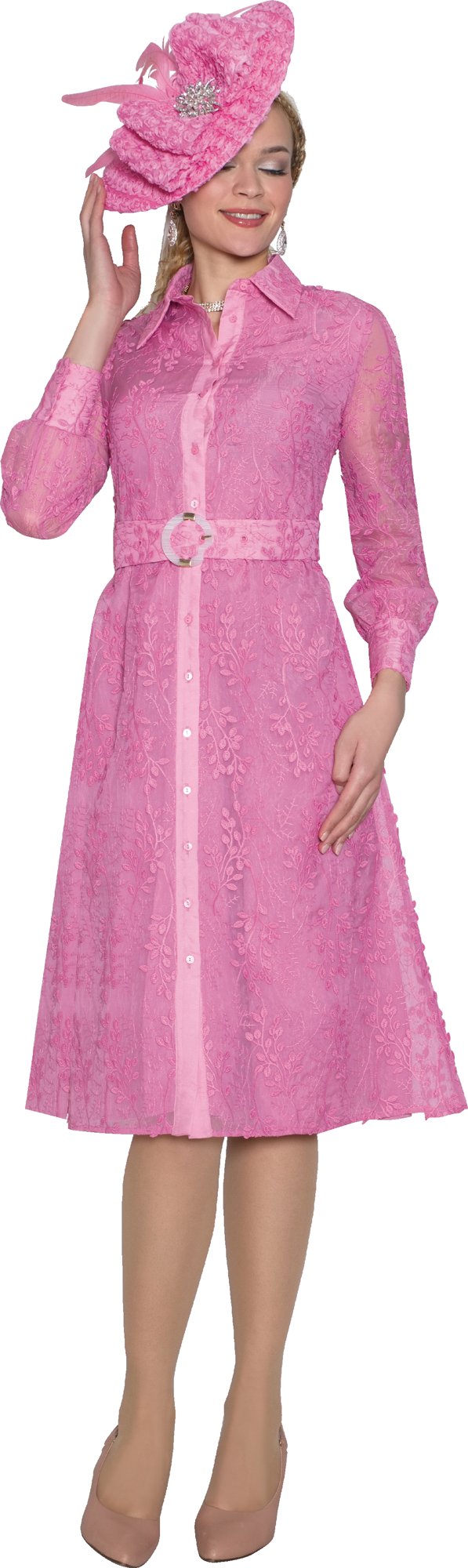 Lily & Taylor 5158 Fine Linen Feel Sequin Dress w/ Pockets and Removeable Belt