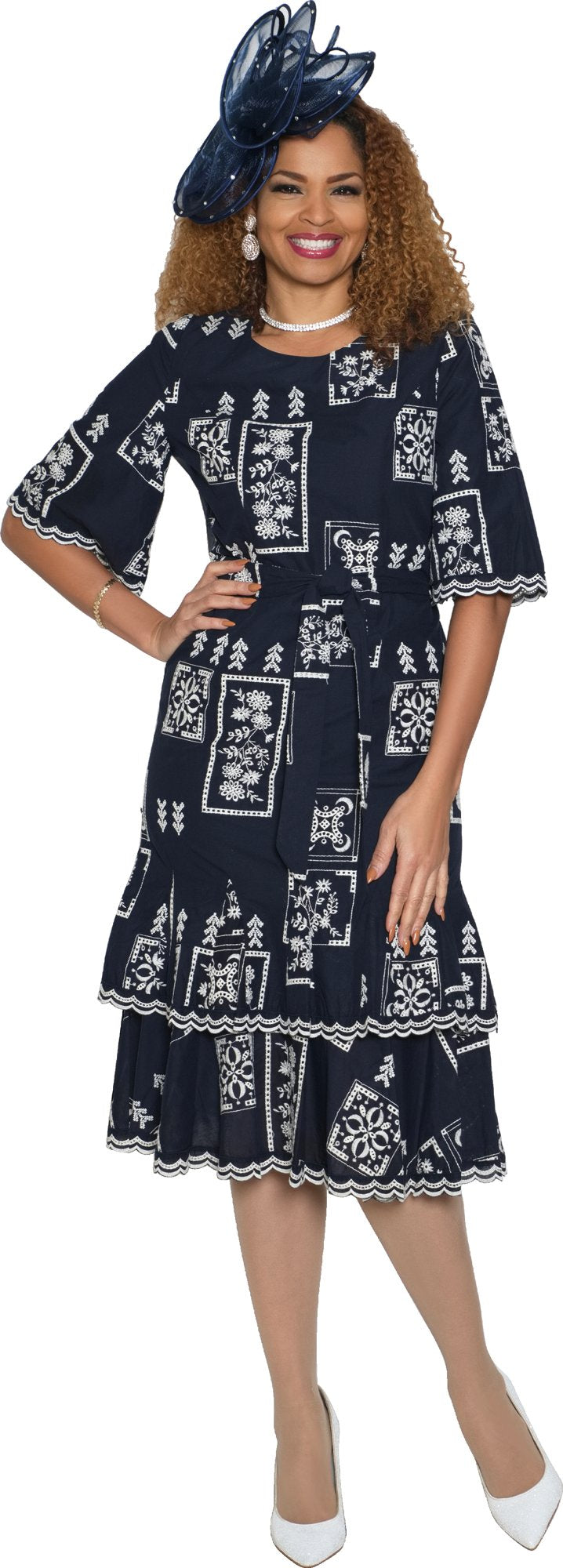 Lily & Taylor 4991 Eyelet Dress w/ Kimono Sleeve