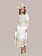 2-Piece Embroidery Skirt Suit w/ Flounce Skirt