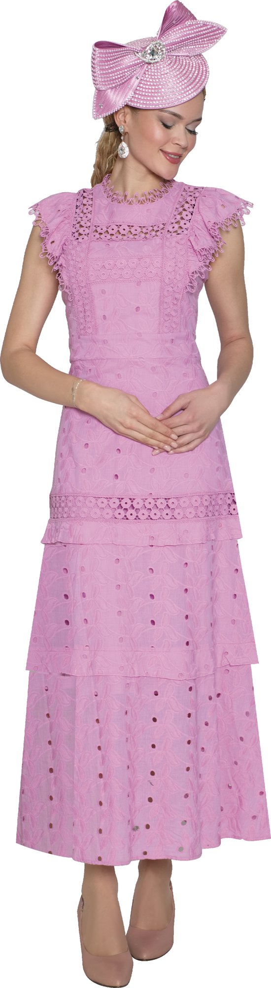Lily & Taylor 5041 Lace Dress w/ Flutter Cap Sleeves