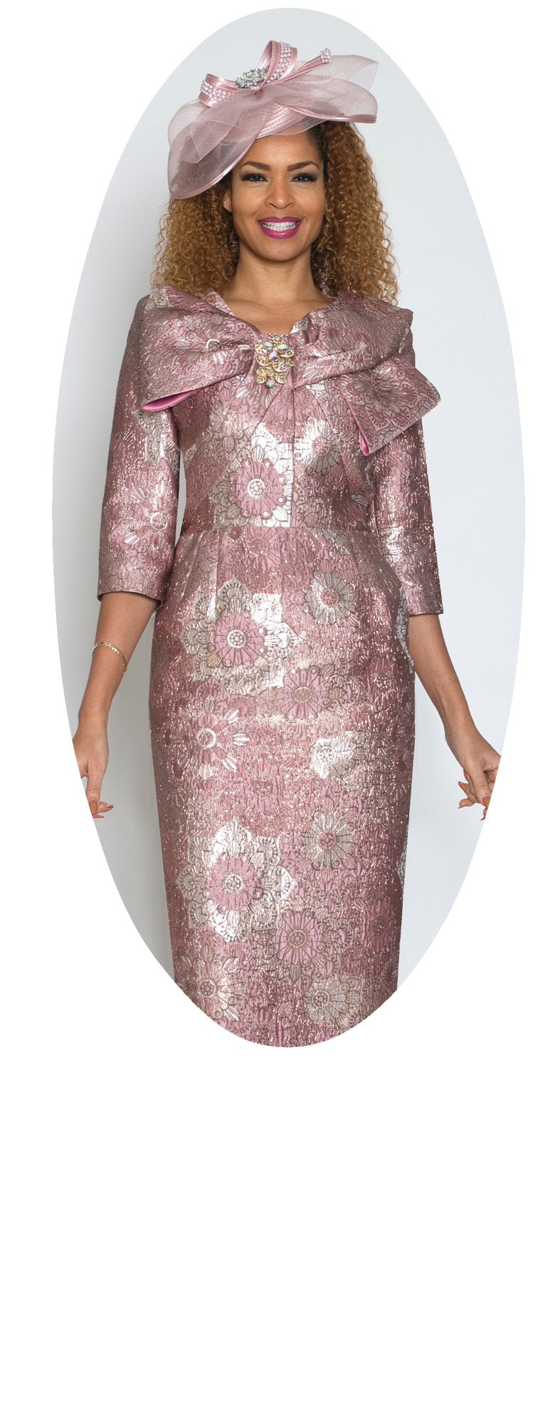 Lily & Taylor 916 3-Piece Fine Crochet Knit Skirt Suit w/ Scattered Rhinestones