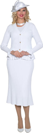 Lily & Taylor 3-Piece Fine Knit Skirt Suit w/ Flattering Sleeves and Skirt