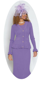 Lily & Taylor 3-Piece Fine Knit Skirt Suit w/ Flattering Sleeves and Skirt