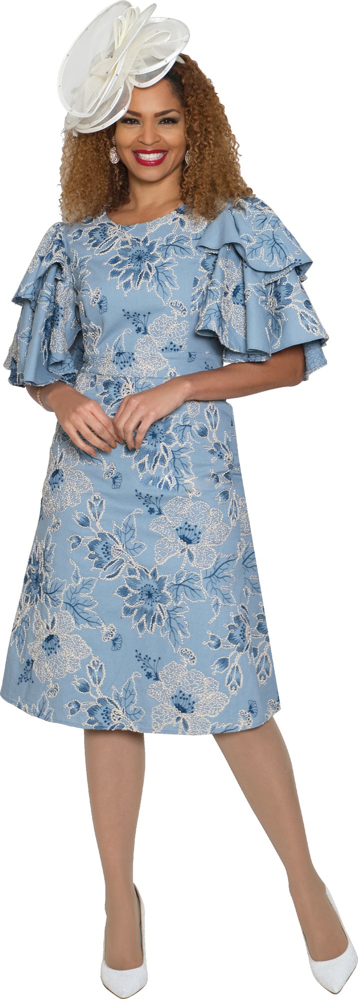 Lily & Taylor 4994 Fine Eyelet Dress w/ Double Butterfly Sleeve