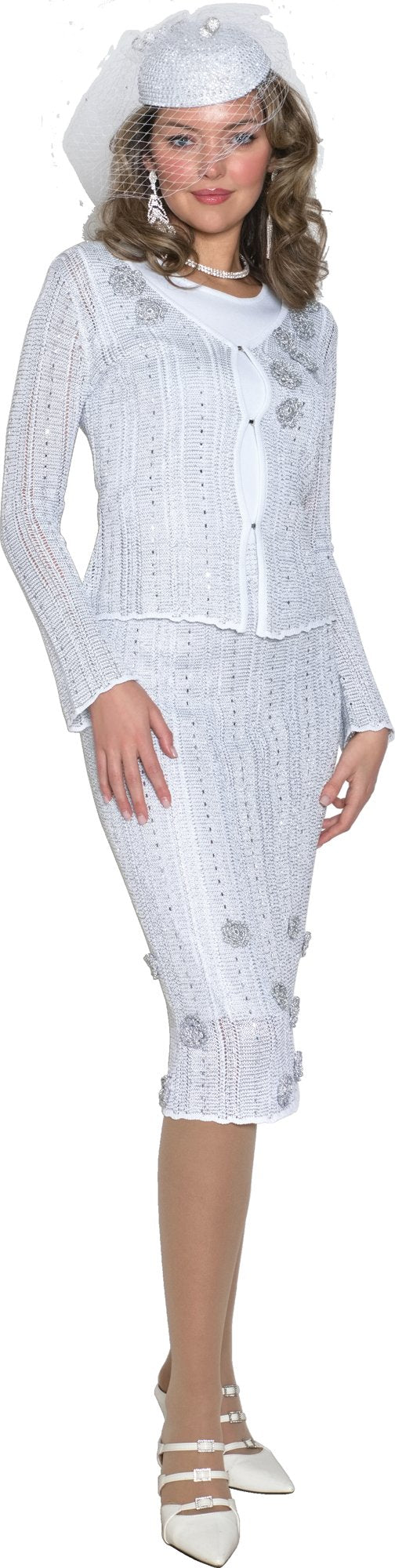 Lily & Taylor 901 Couture Collection 3-Piece Fine Light Crochet Skirt Suit