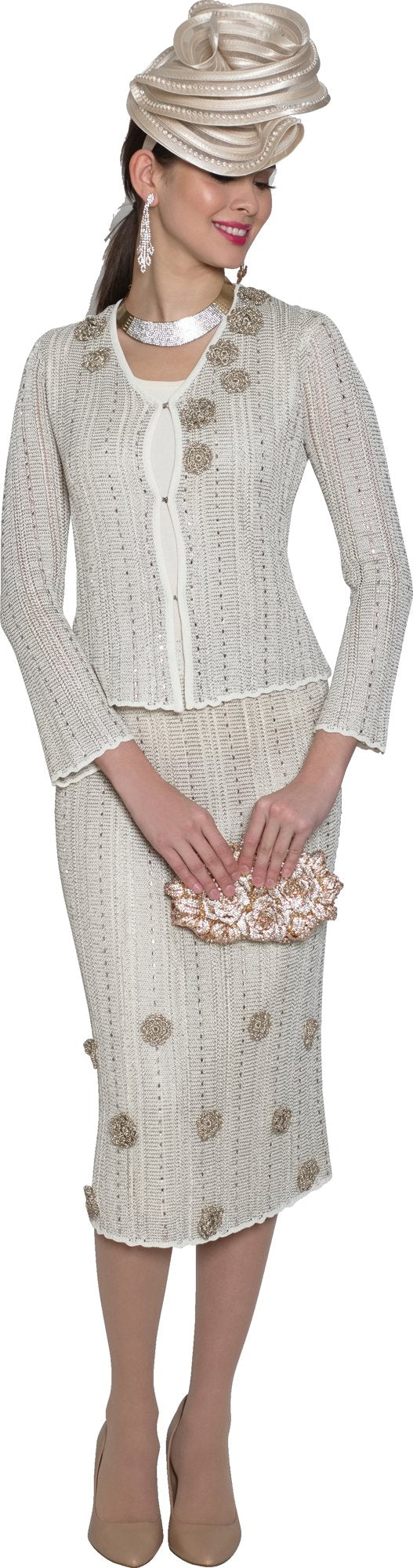 Lily & Taylor 901 Couture Collection 3-Piece Fine Light Crochet Skirt Suit
