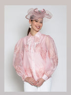2pcpoly/organza Beaded Blouse