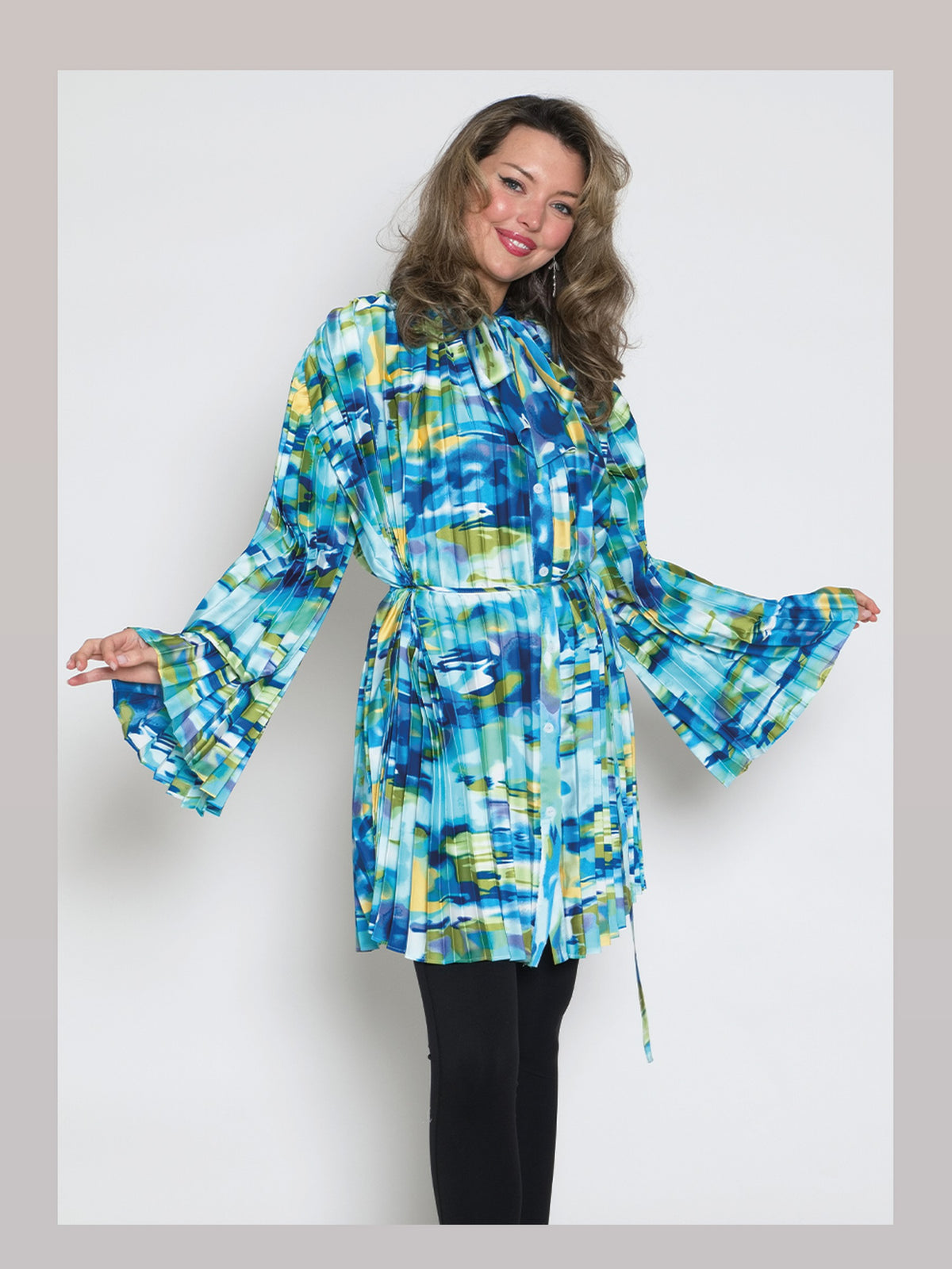 Fine Poly Silky Feel Blouse w/ Removeable Belt