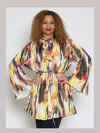 Fine Poly Silky Feel Blouse w/ Removeable Belt