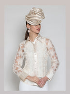 2 -Piece Poly/organza Beaded Blouse