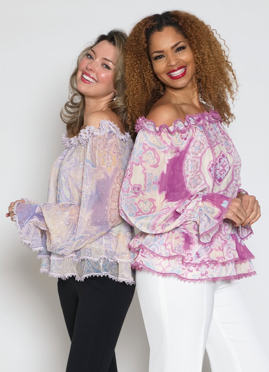 Lily & Taylor S122 Fine Chiffon Blouse w/ Ruffle Trim
