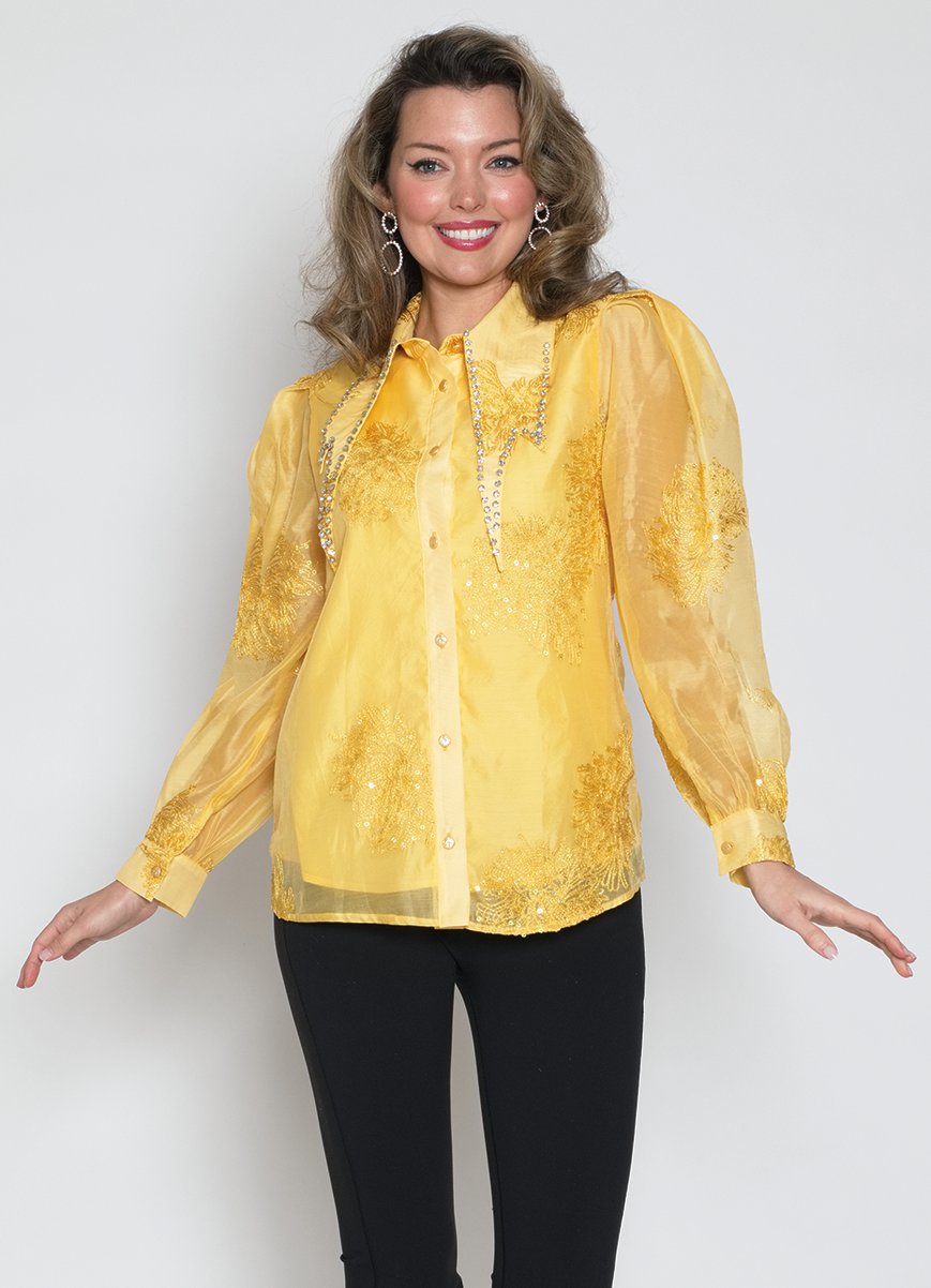 Lily & Taylor S123 2pcpoly/organza Beaded Blouse