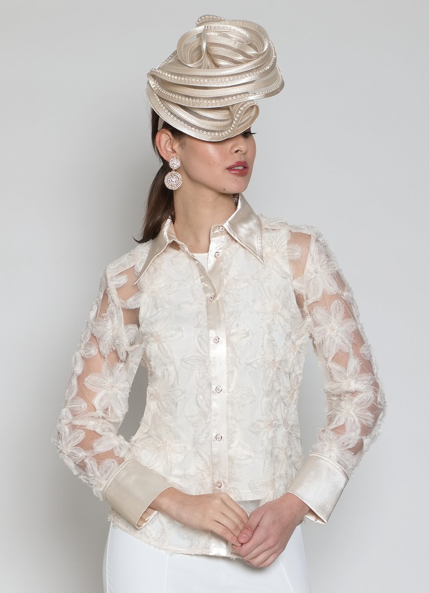 Lily & Taylor S127 2 -Piece Poly/organza Beaded Blouse