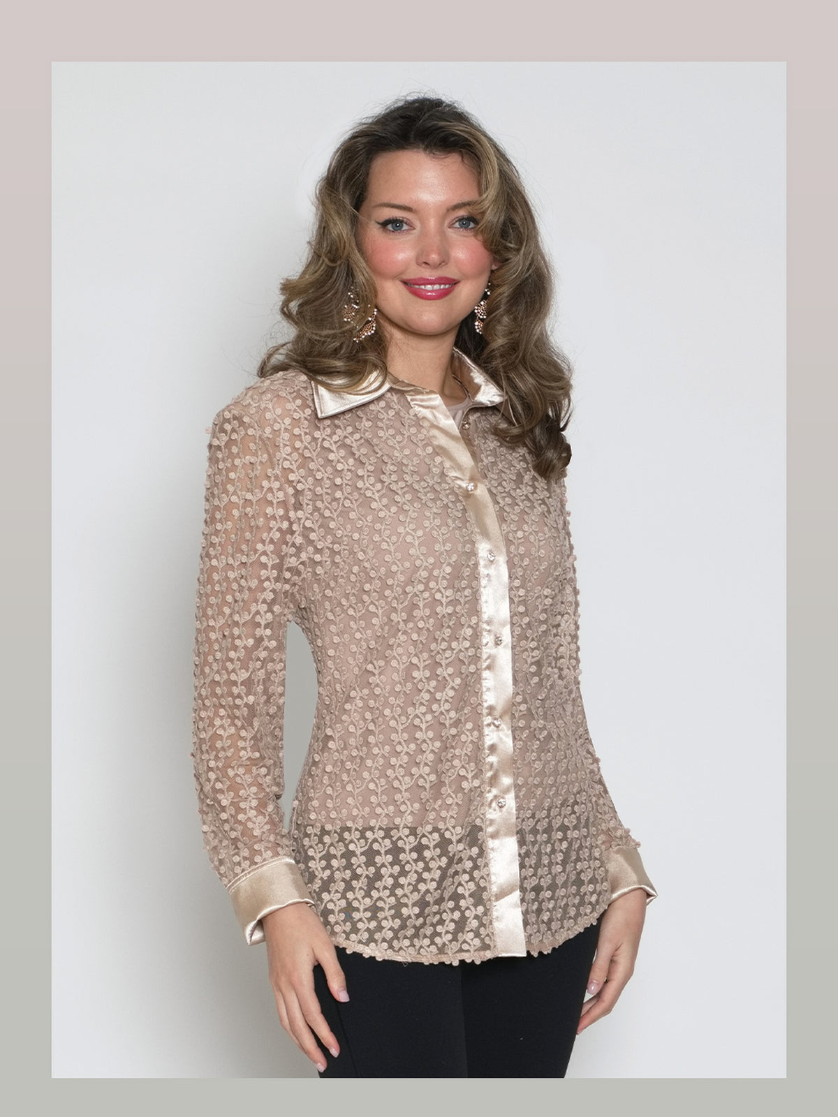 2-Piece Poly/organza Embrodery Blouse