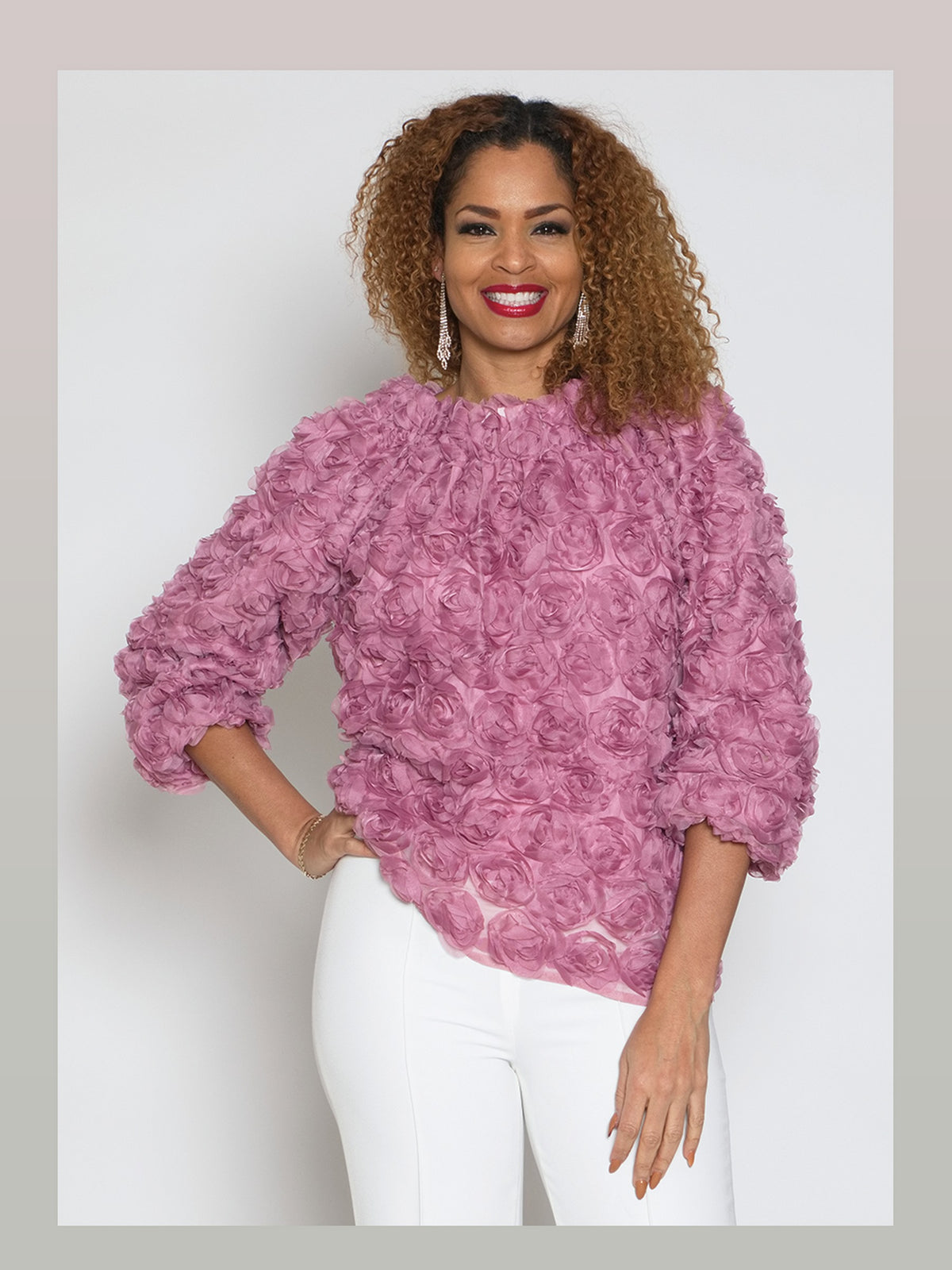 1 -Piece Poly/organza w/ Rosebuds