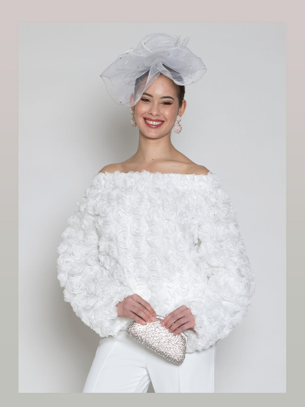 1 -Piece Poly/organza w/ Rosebuds