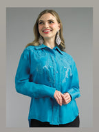 2-Piece Cotton Blend Blouse and Lace Trimming