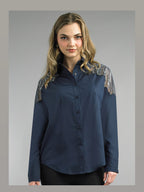 2-Piece Cotton Blend Blouse w/ Shoulder Sequin Trimming