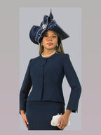 2-Piece French Crepe Skirt Suit w/ Cover Buttons