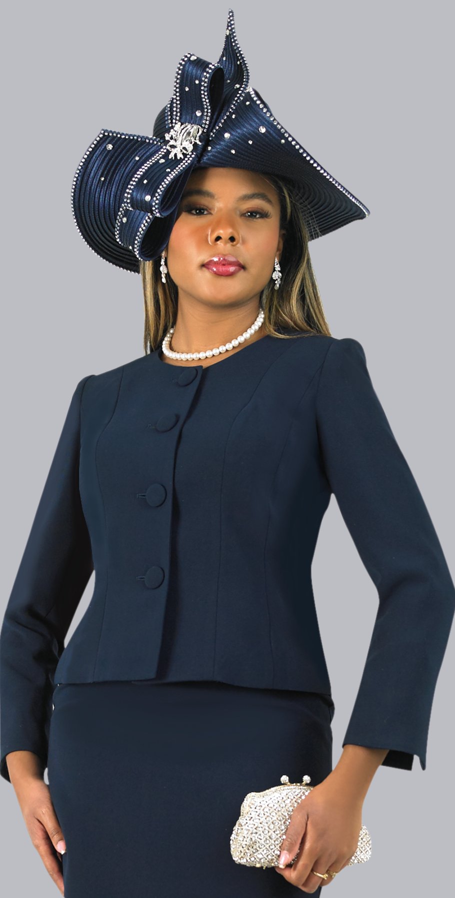 Lily & Taylor 2920 2-Piece French Crepe Skirt Suit w/ Cover Buttons