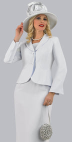 Lily & Taylor 2-Piece French Crepe Skirt Suit w/ Cover Buttons
