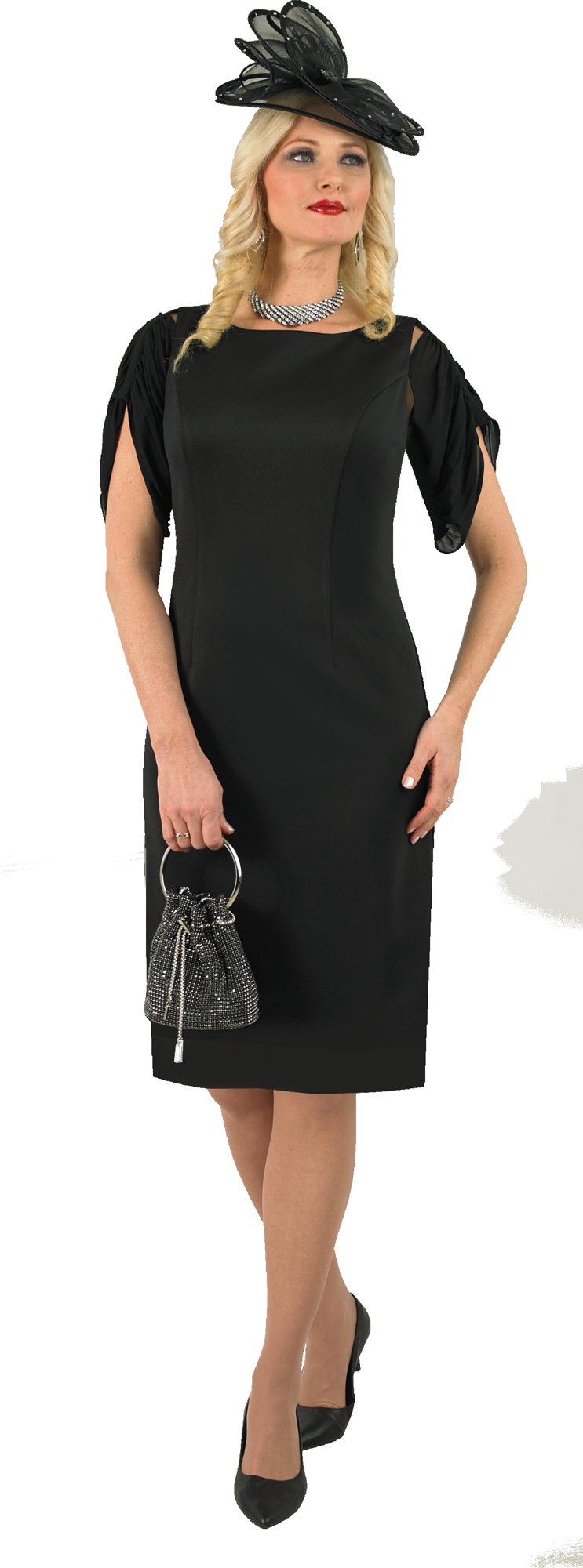 Lily & Taylor 4985 French Crepe Dress w/ Tulip Sleeve