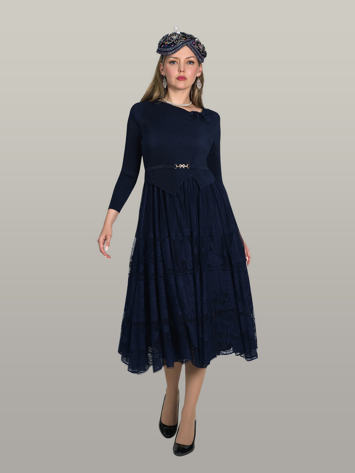 Fine Lace Pleated Dress