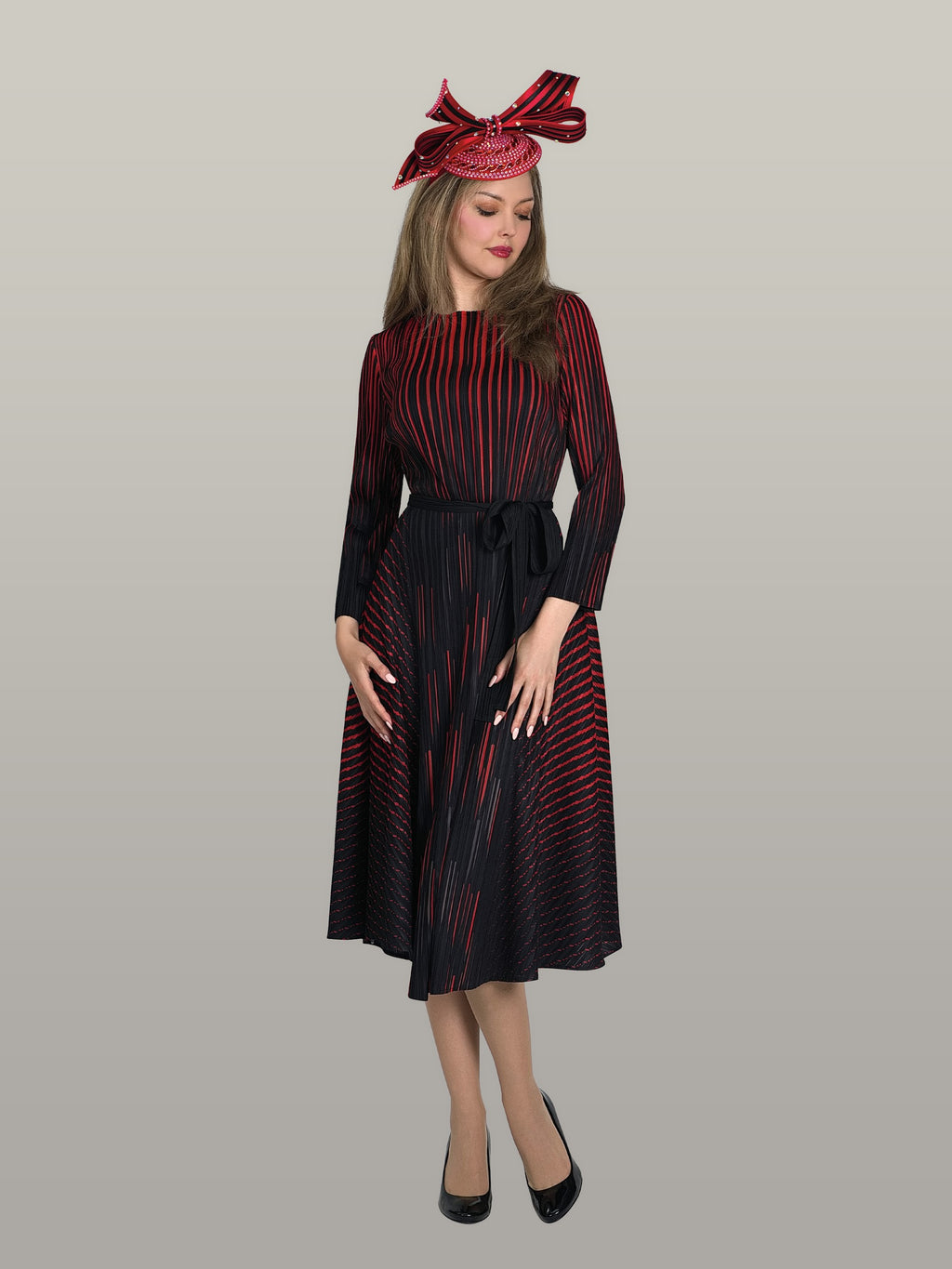 Fine Pleated Maxi Dress w/ Removeable Belt