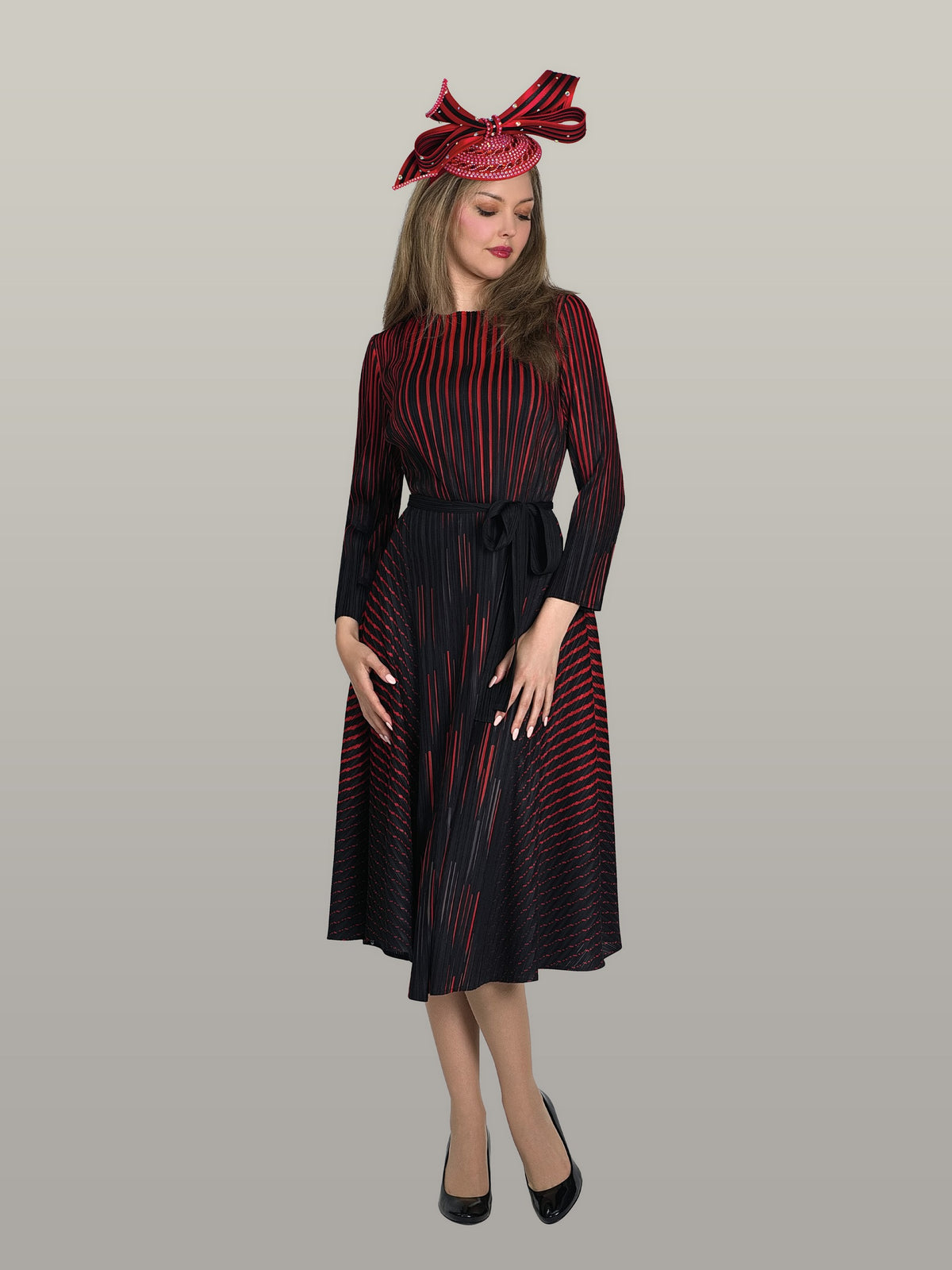 Fine Pleated Maxi Dress w/ Removeable Belt