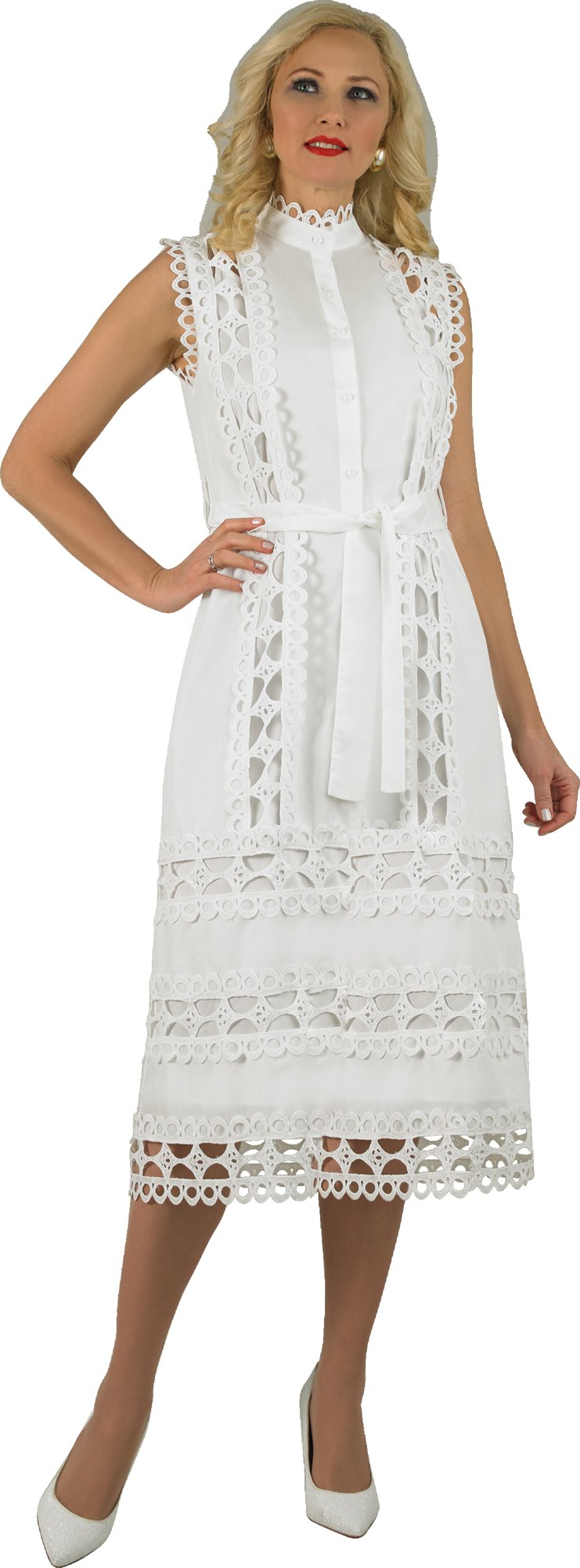 Lily & Taylor 5039 Fine Lace Dress w/ Button Down Front