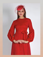 2-Piece Fine Pleated Blouse w/ Elegant Maxi Thulle Skirt w/ Rhinestone