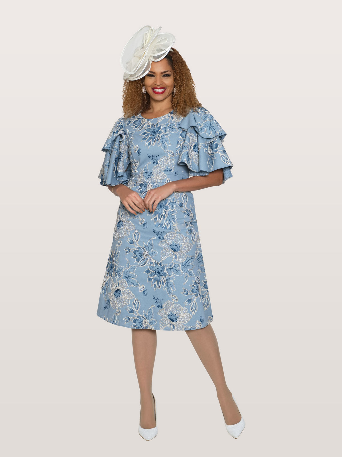 Fine Eyelet Dress w/ Double Butterfly Sleeve