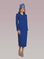 2-Piece French Crepe Skirt Suit w/ Cover Buttons
