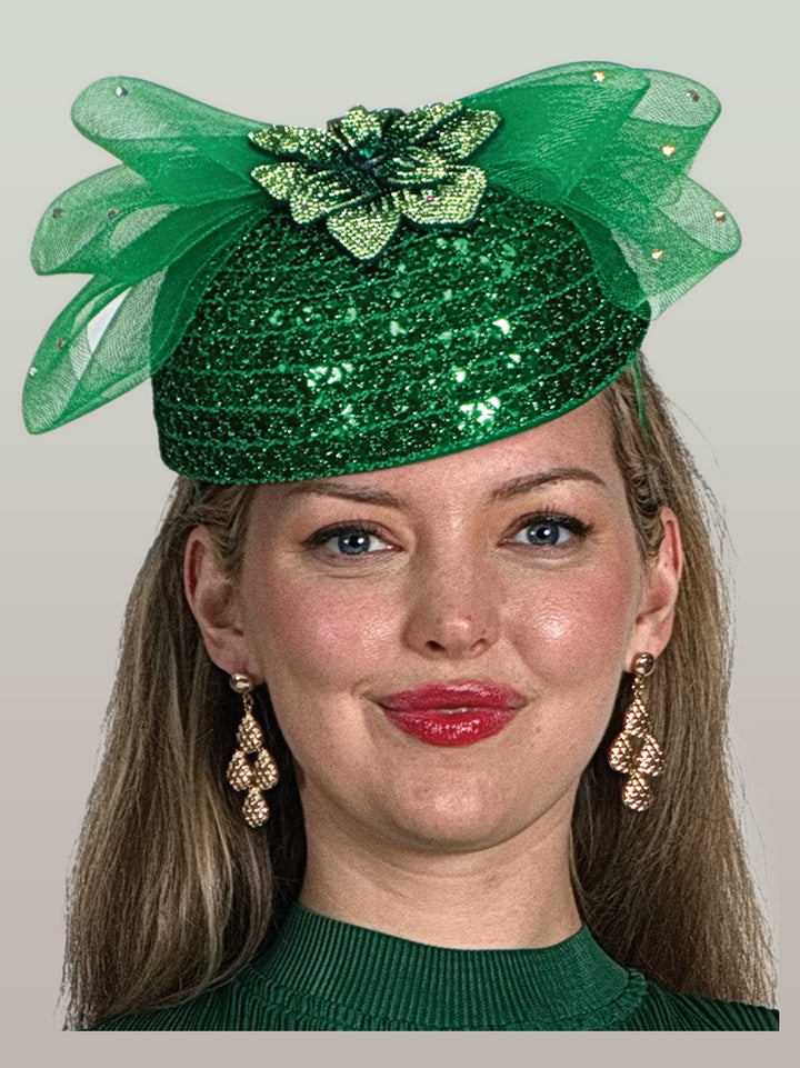 Sequined Beret with Organza Bow