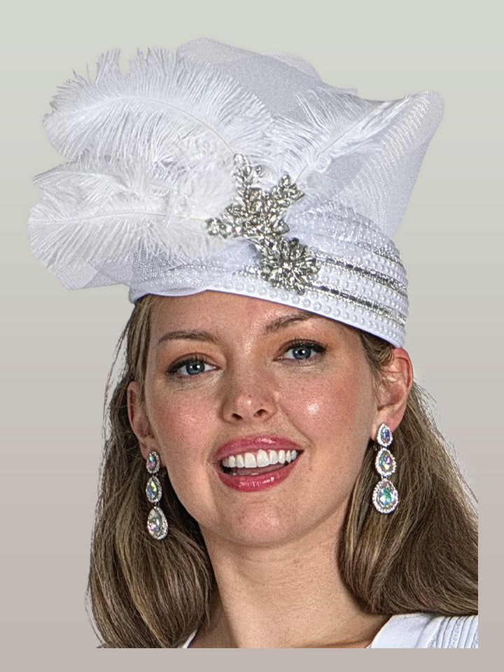 Feather Plume Hat with Crystal