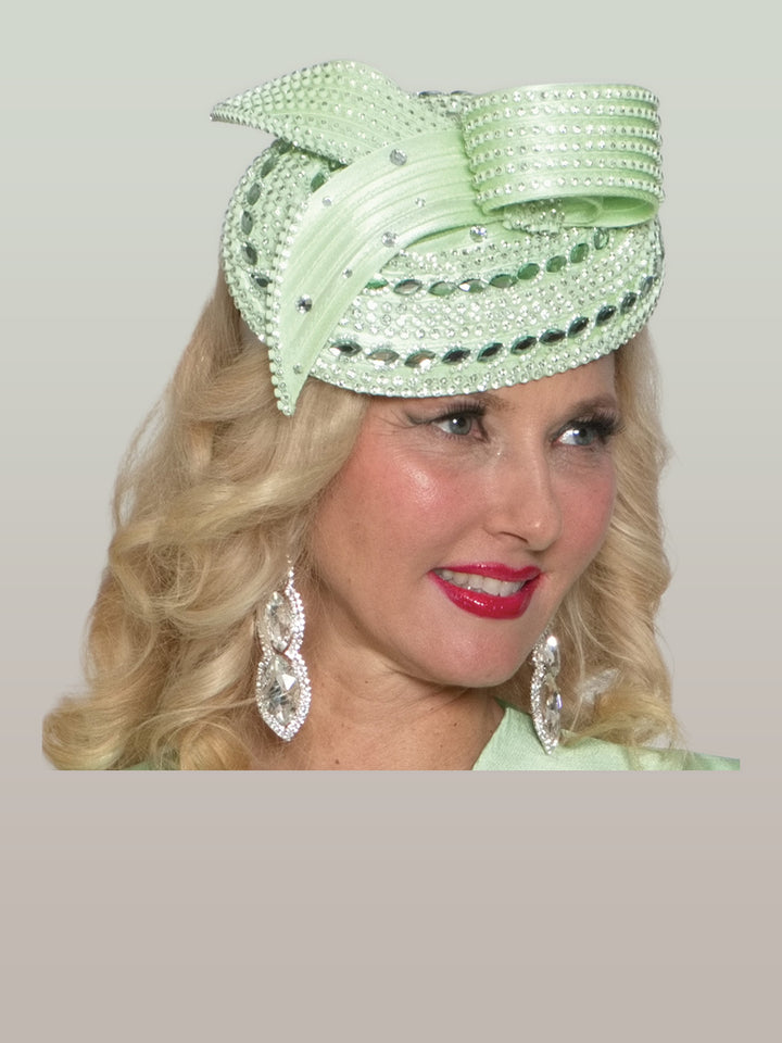 Sculpted Ribbon Hat with Crystal Dots