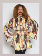 Fine Poly Silky Feel Blouse w/ Removeable Belt