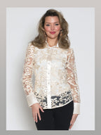 2-Piece Poly/organza Beaded Embrodery Blouse