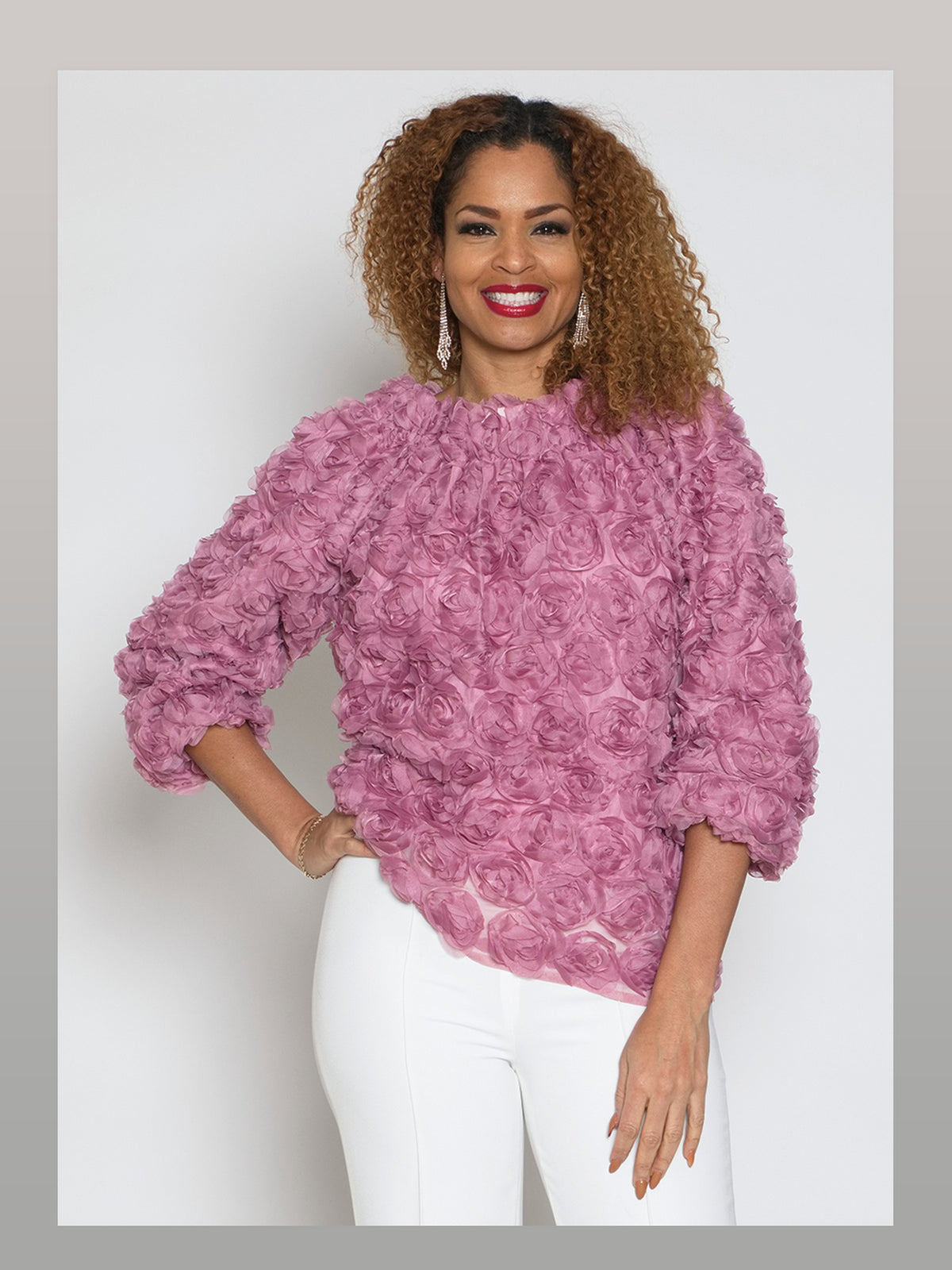 1 -Piece Poly/organza w/ Rosebuds