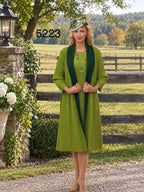 Lifestyle photograph of Lily and Taylor 2-Piece Fine Pleated Dress w/ Duster.